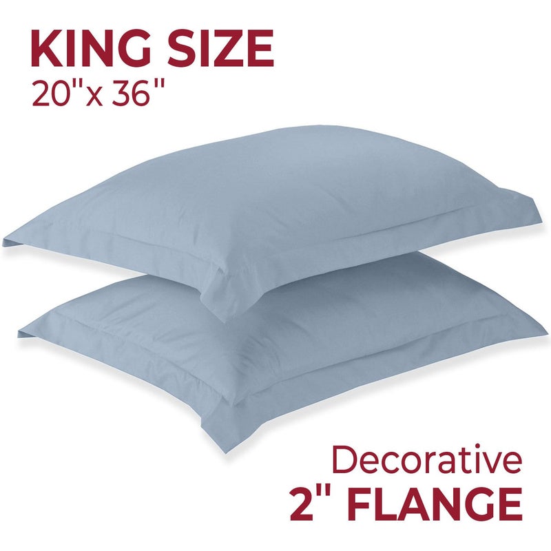 Mellanni Pillow Shams Set - 2 PC Iconic Collection Decorative Pillow Covers - Soft, Cooling, Wrinkle, Fade, Stain Resistant - Luxury Bed Accessories (King 20" x 36", Blue Hydrangea) - Image 2